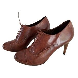 Cole Haan Air Brown Leather Brogue Oxford Heels Women Size 10 B